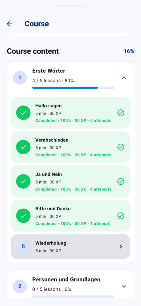 Vergo – Lerninhalte / Vokabeln